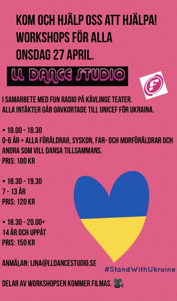 LL Dance Studio Workshop för Ukraina 27 april 2022_tider